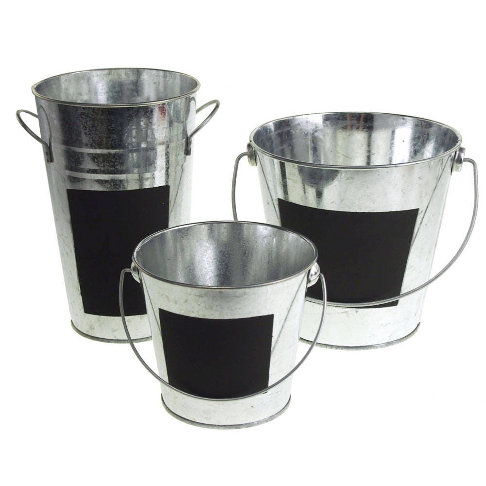 Galvanized Metal Pail Buckets with Chalkboard Label Etsy