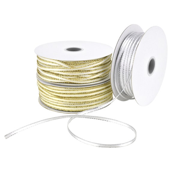 Satin Ribbon Metallic Edge, 1/8-inch, 50-yard