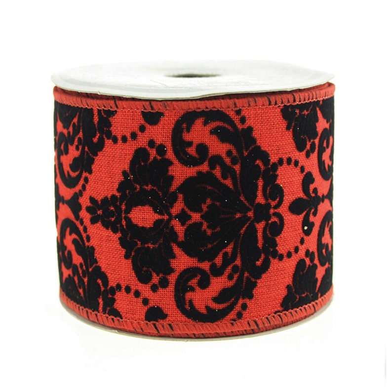 Flocked Damask Canvas Ribbon 21/2inch 10yard Etsy UK