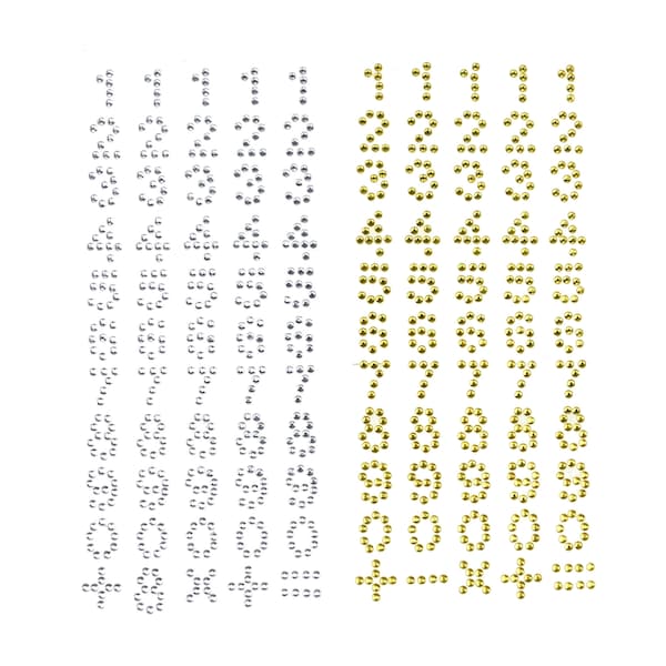 Numéro 0 à 9 et Autocollants de strass de symboles, 5/8-Inch, 55-Piece