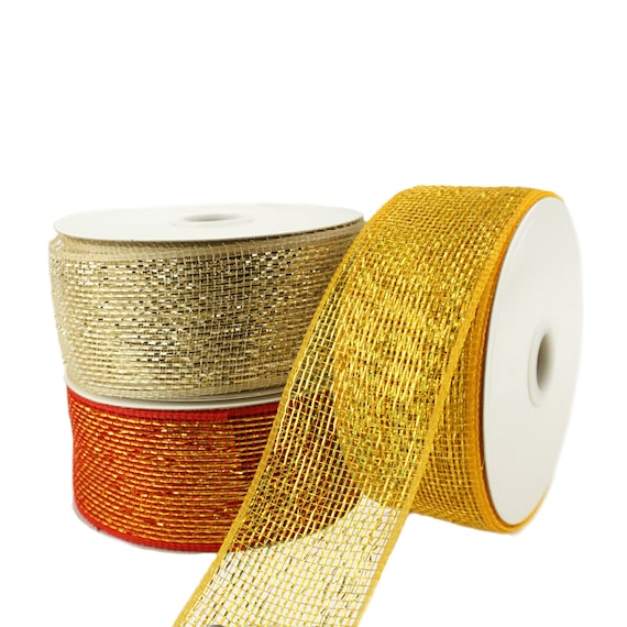 Decorative Metallic Mesh Ribbon, 2-1/2-inch, 25-yard 