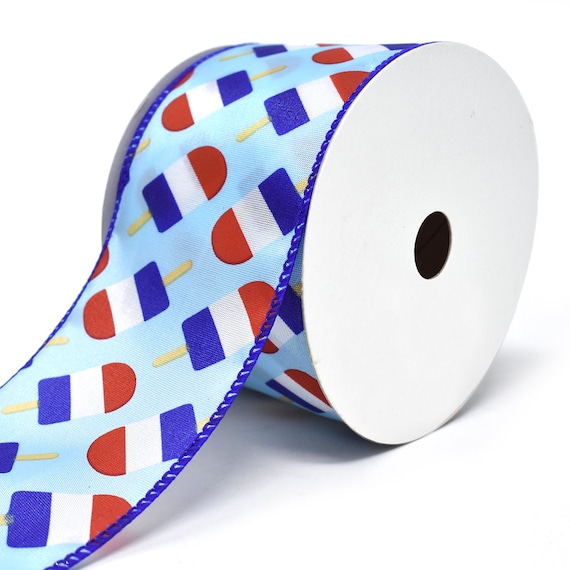 Bright BLUE WIRE EDGED RIBBON 1-1//2/" x 5 Yards