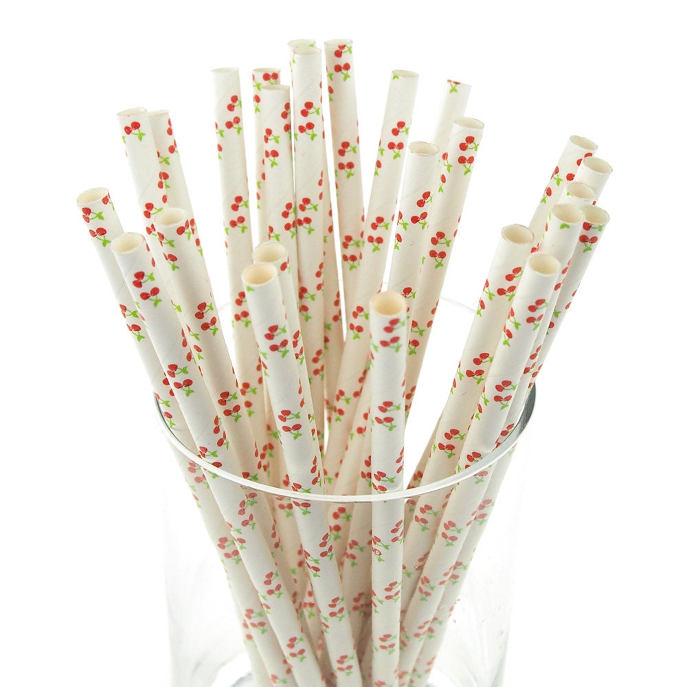 Hot Pink with White Stars 25pc Paper Straws