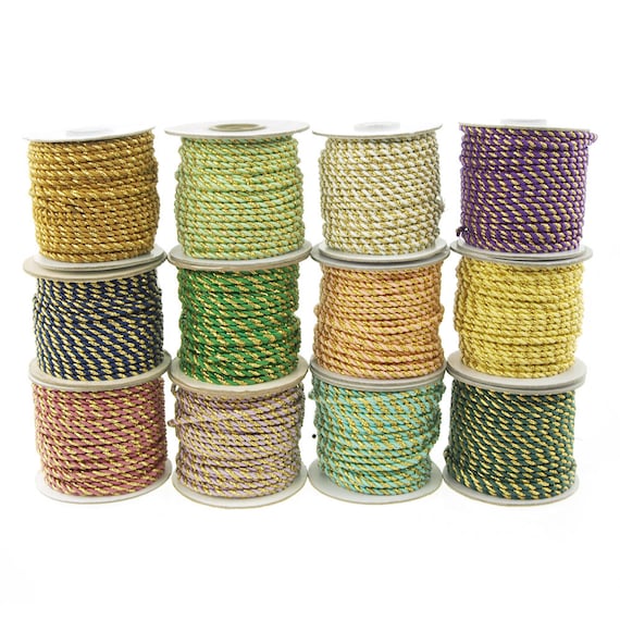Gold Trim Twisted Cord Rope 2-ply, 3-mm, 1/8-inch, 25-yard 