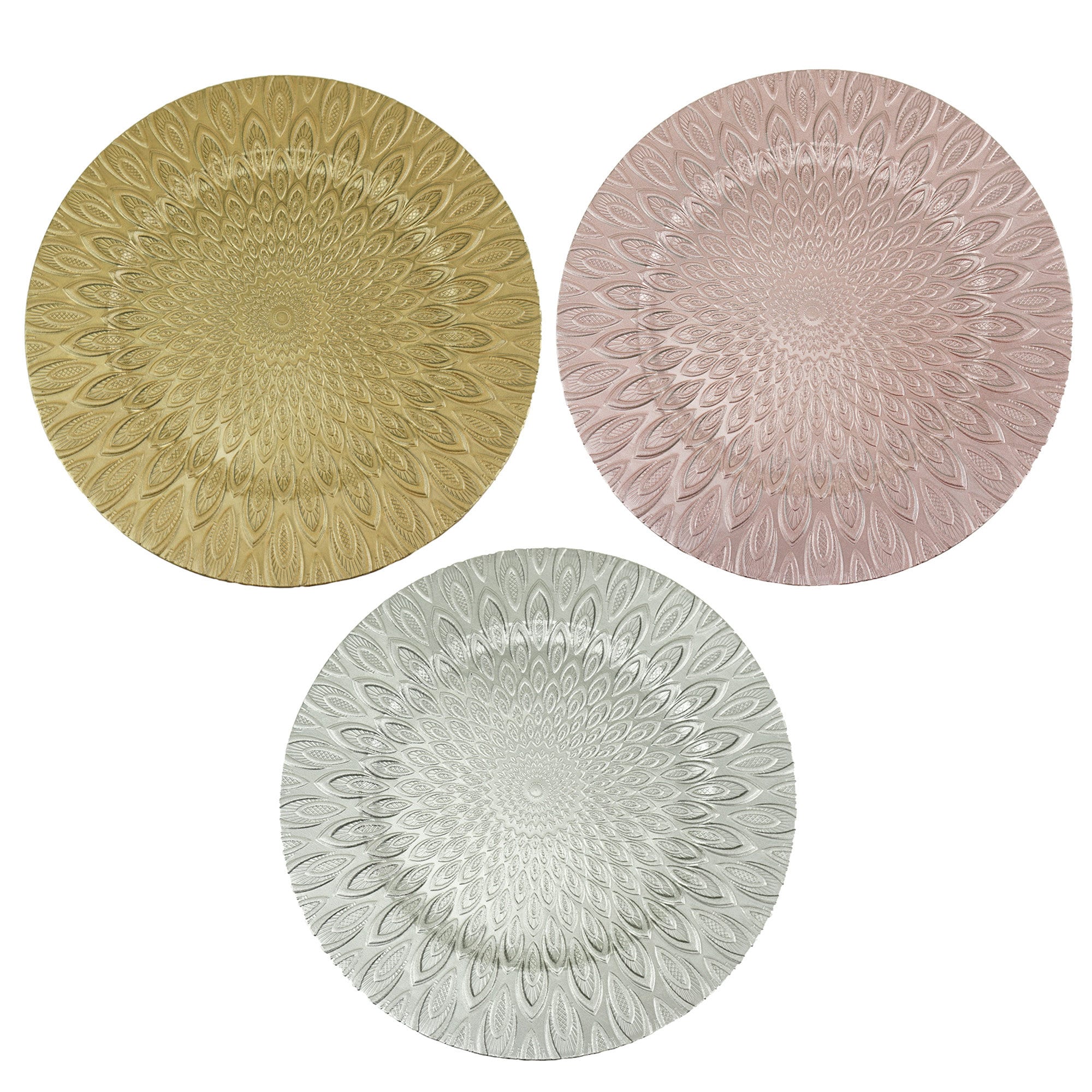 Round Textured Peacock Plastic Charger Plates 13Inch 1Count