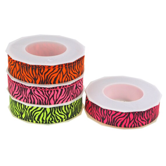 Pink White Zebra Stripe Palm Beach Style Grosgrain Ribbon BTY 7/8