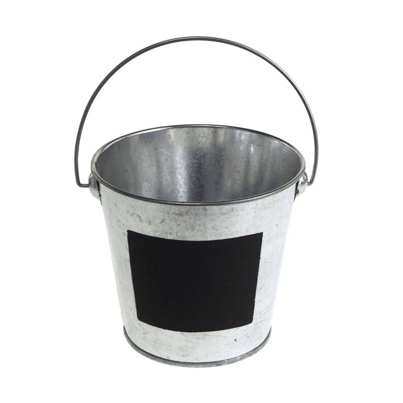 Galvanized Metal Pail Buckets with Chalkboard Label Etsy