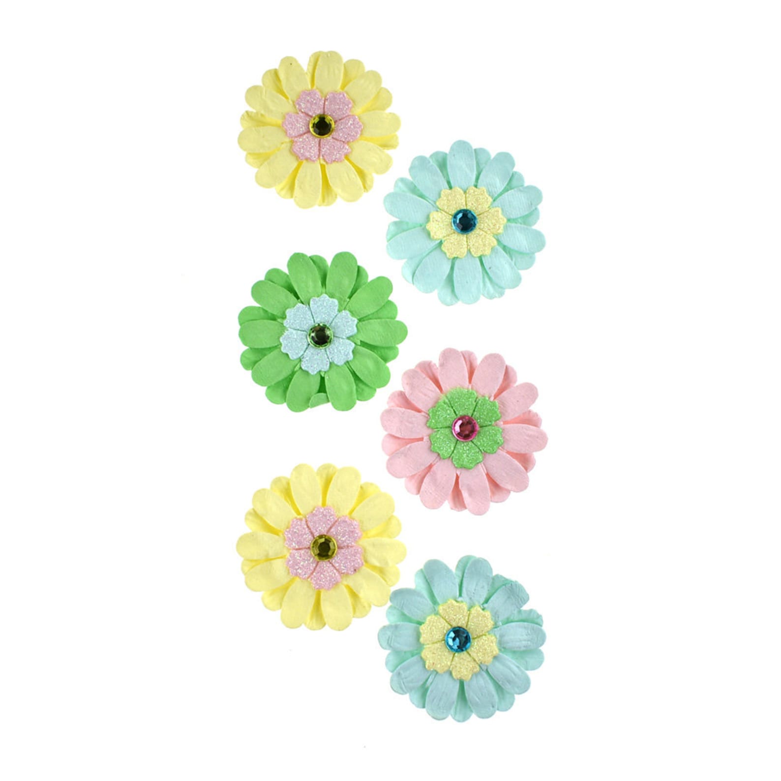 Adhesive Paper Craft Glitter Flowers 11/2inch 6piece Etsy