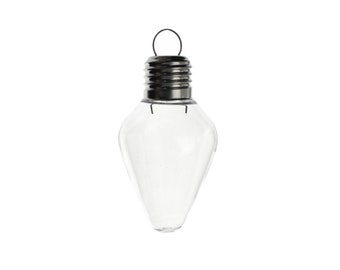 PET Plastic Fillable Light Bulb Christmas Ornament, 4-1/4-Inch