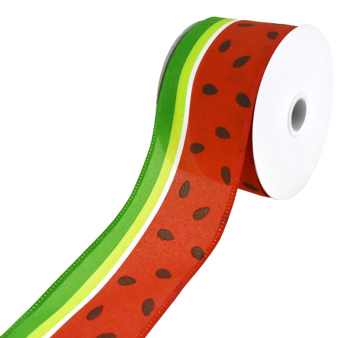 Watermelon Slice Stripes Satin Wired Ribbon, 2-1/2-inch, 10-yard - Etsy