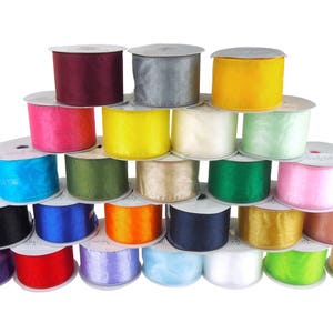 Sheer Organza Plain Wired Ribbon, 2-1/2-Inch, 10 Yards