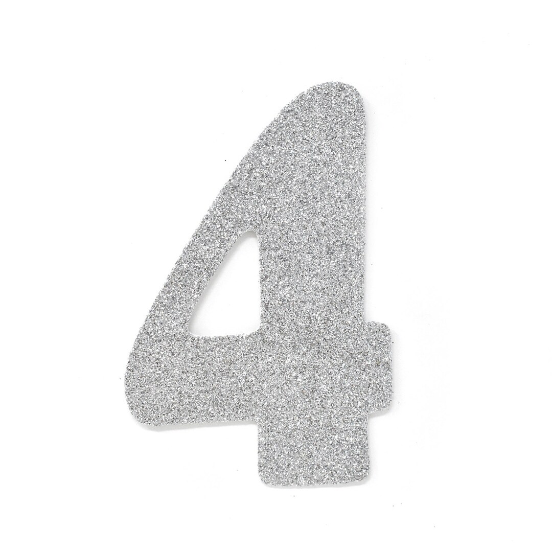 EVA Glitter Foam Number Cut Out 4, Silver, 41/2inch, 12count Etsy