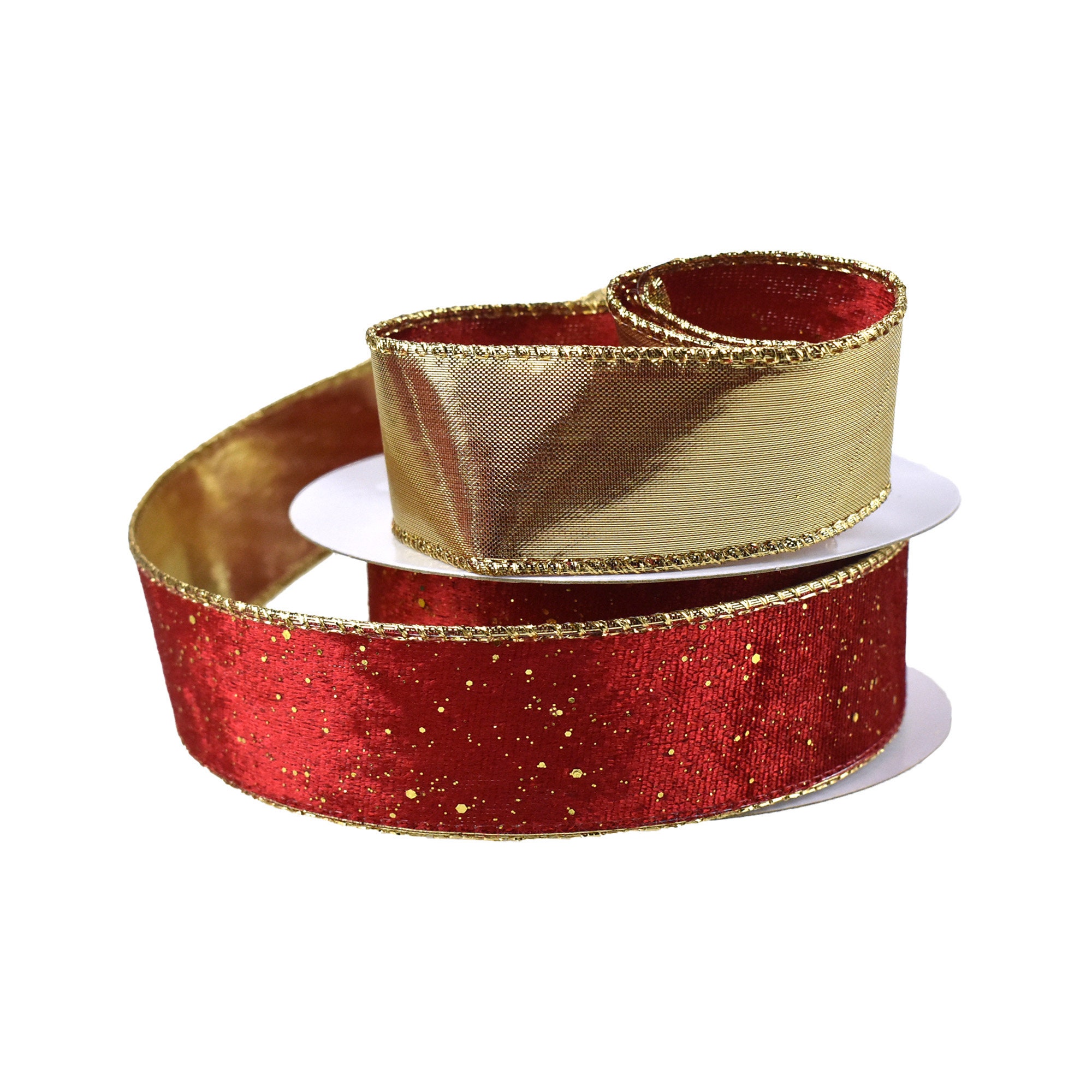 Christmas Velvet Domestic Outdoor Ribbon, 2-1/2-Inch, 25-Yard - Medium Red