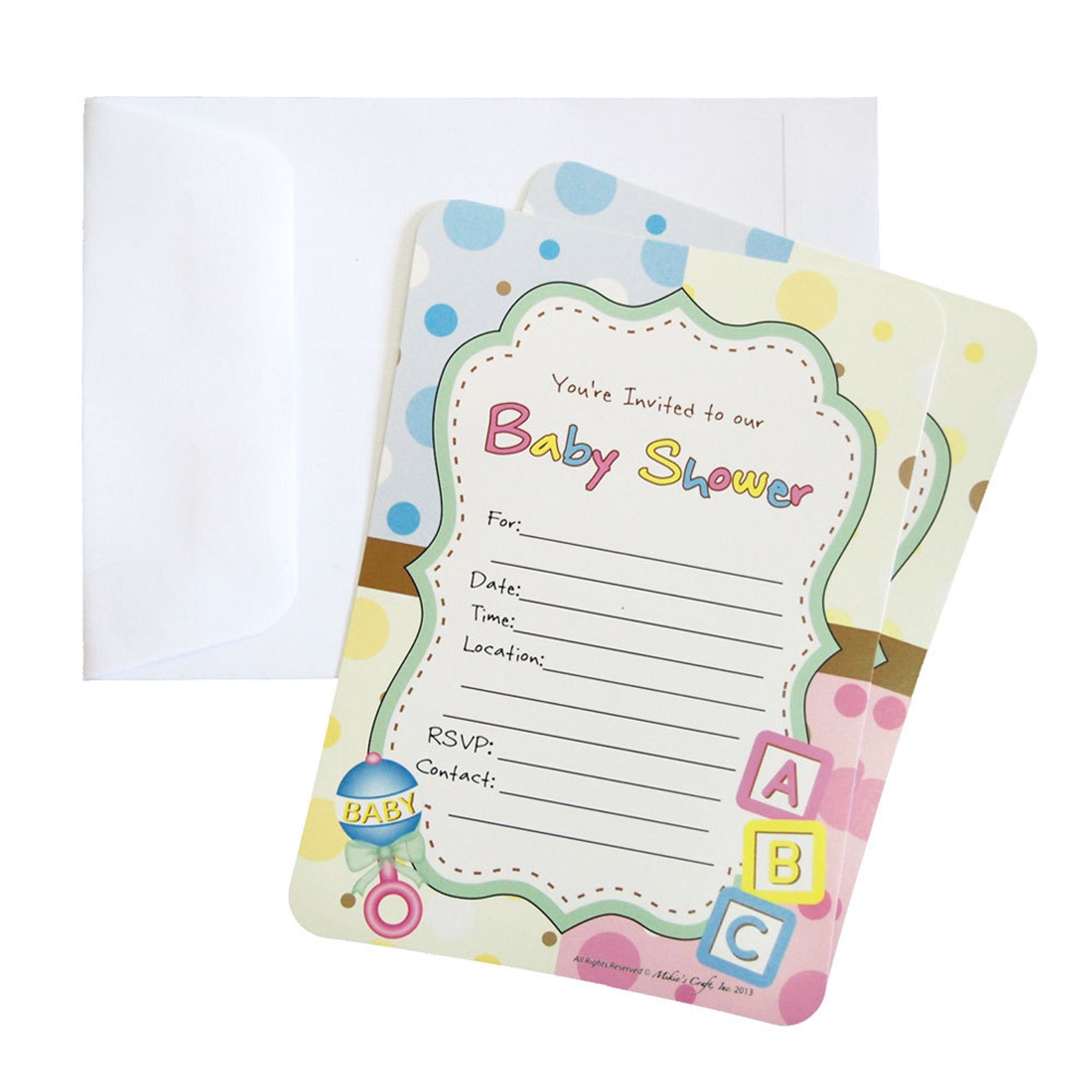 Baby Shower Invitation Envelope ABC Blocks 7inch 12piece Etsy