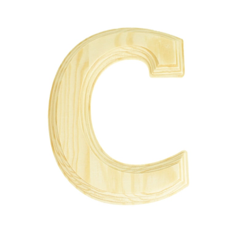 Natural Pine Wood Beveled Wooden Letter C 6-Inch
