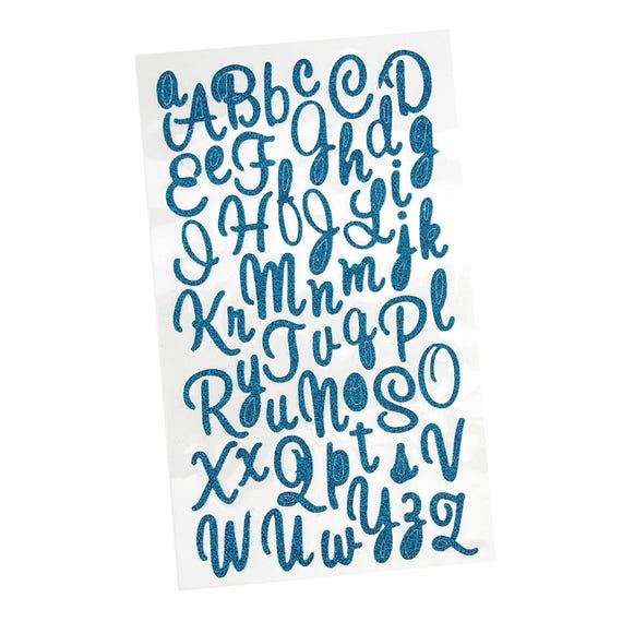 Glitter Cursive Alphabet Letter Stickers, 1-Inch, 50-count, Black