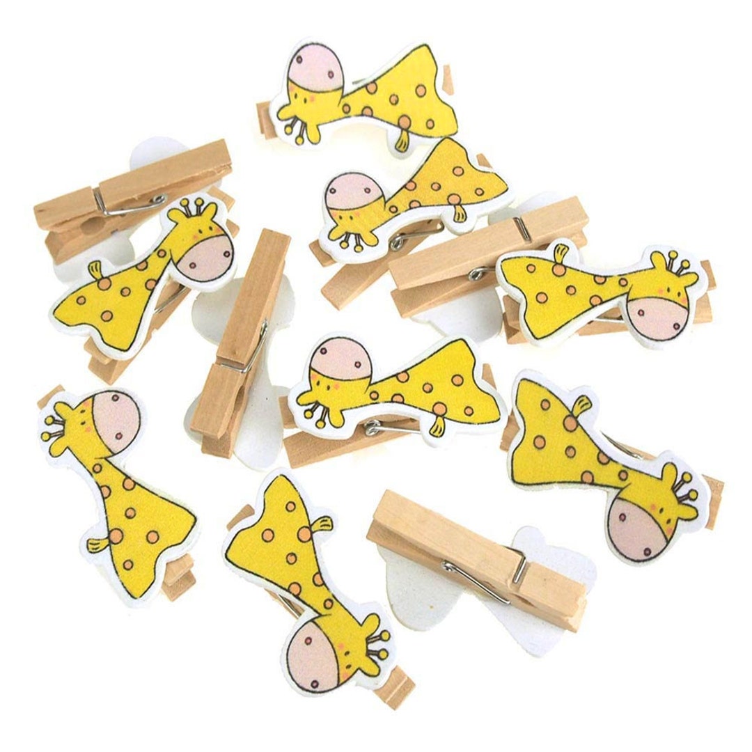 Wooden Giraffe Clothespins Baby Favors, 2inch, 12piece Etsy