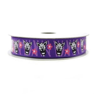 Zebra Purple Grosgrain Ribbon, 5/8-inch, 10-yard