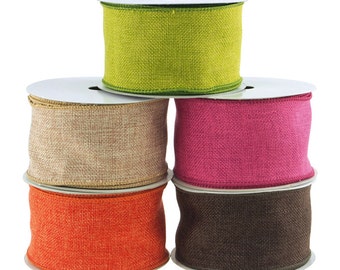 Faux Burlap Wired Edge Ribbon, 2-1/2-inch, 10-yard