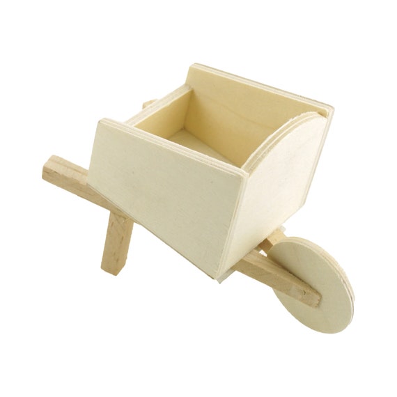 DIY Wheelbarrow Wood Craft Natural 5 Inch