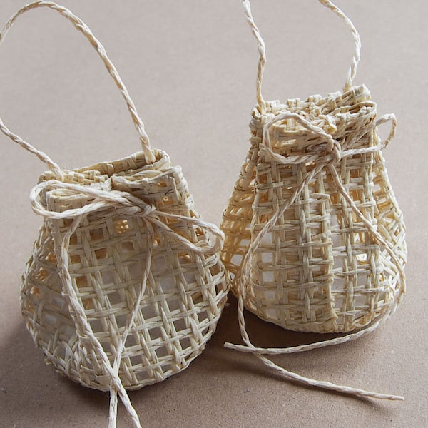 Mini Sacks Burlap Favor Bags Woven Straw, 12-Piece