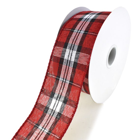 Christmas Metallic Plaid Wired Ribbon, 1-1/2-inch, 10-yard 