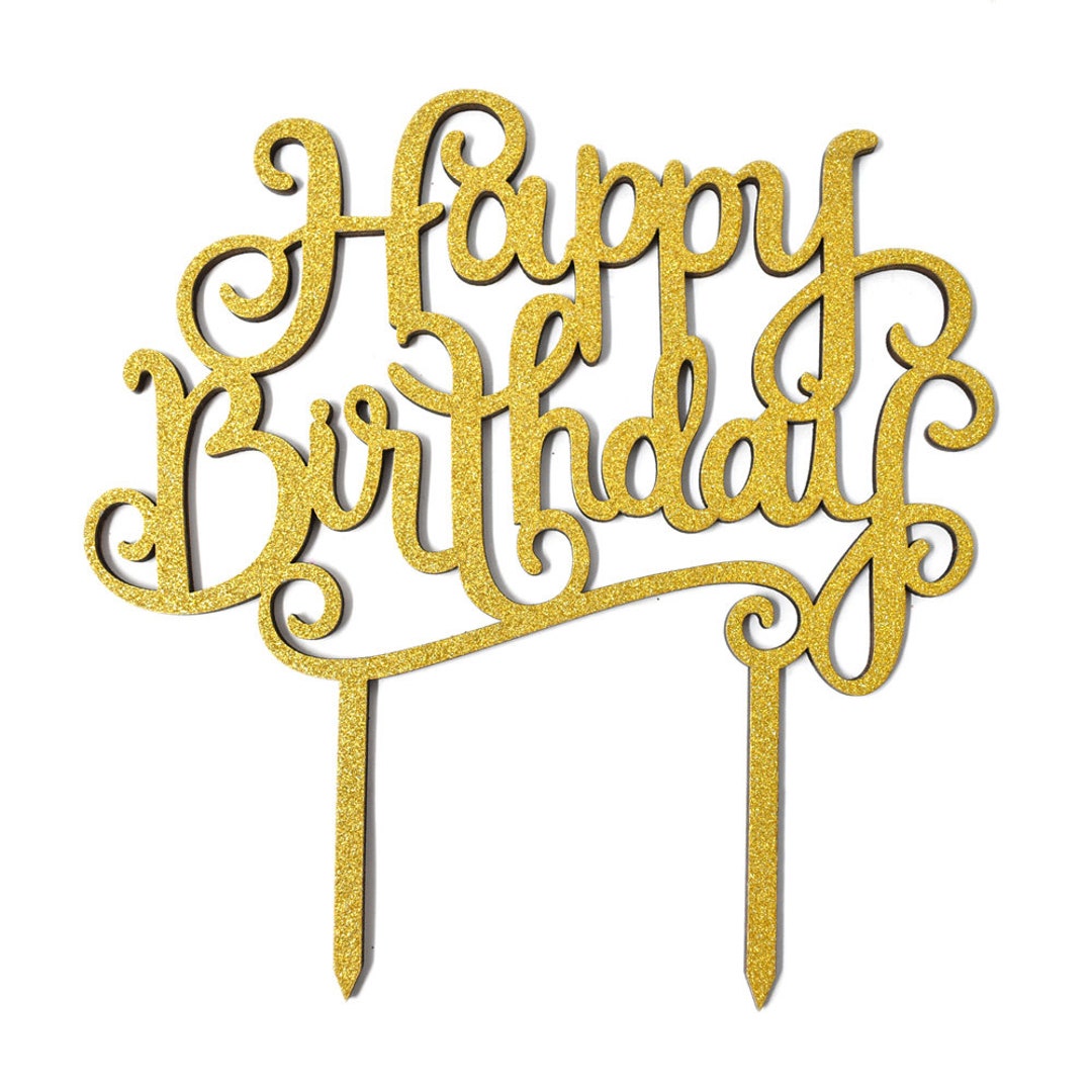Happy Birthday Glitter Cake Topper 6-Inch Etsy 日本