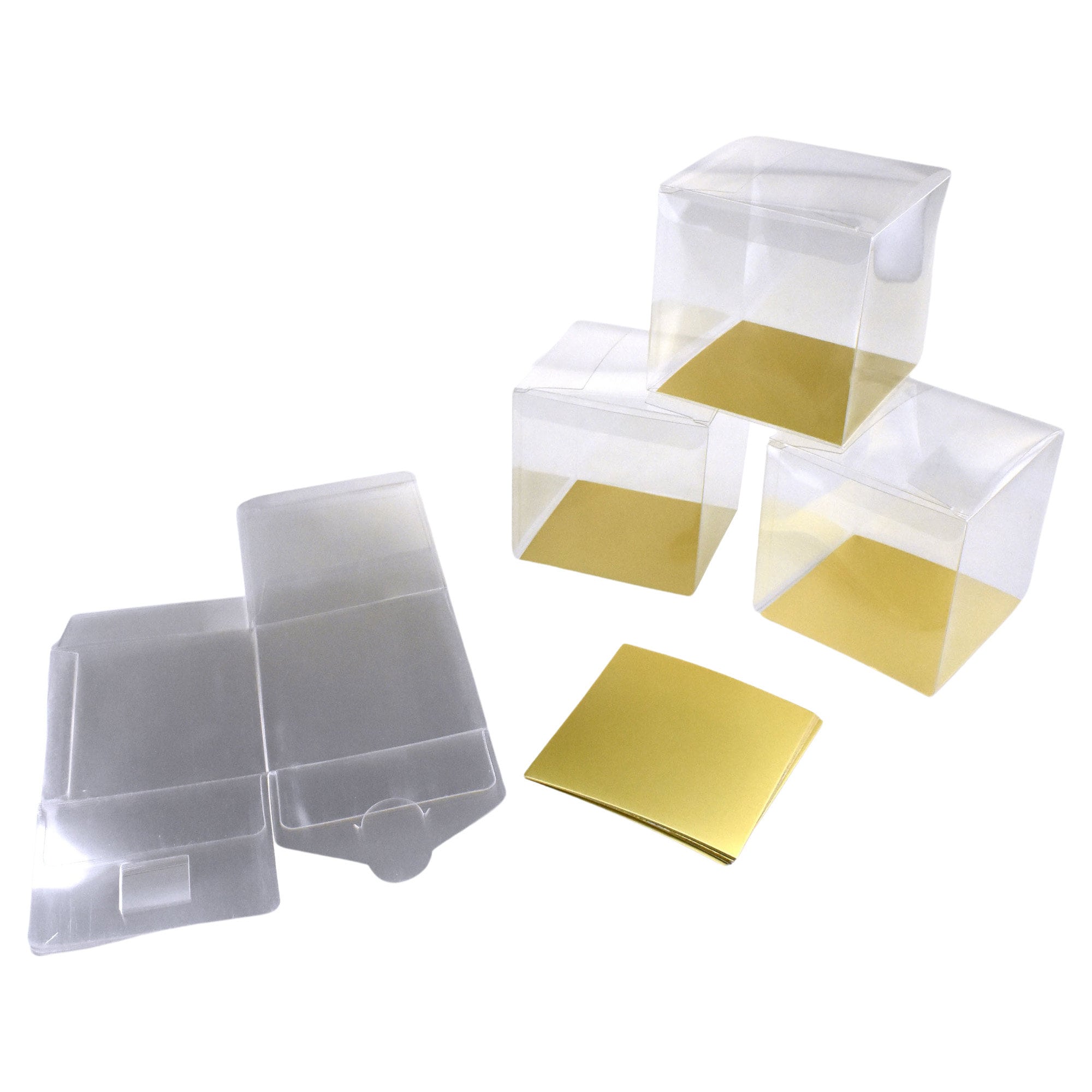 Clear Favor Boxes With Gold Base 4 X 4 X 4.5 Set of 12 