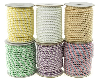 Twisted Cord Rope 2 Ply, 6mm, 25-yard, Pastel