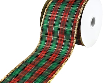 Homeford Colorful Plaid Linen Wired Ribbon, 1-1/2-Inch, 10-Yard