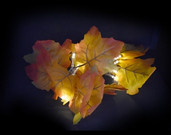 Fall Maple Leaf Garland with LED Lights, 5-1/2-Feet