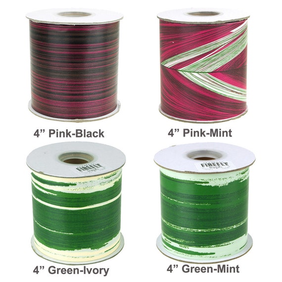 Waterproof Ti Leaf Variegated Ribbon Floral Accents, 50 Yards 
