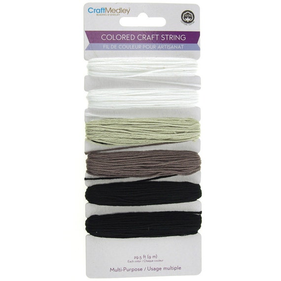 Colored Craft Thread String, Black and White, 29-1/2-feet 