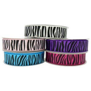 Zebra Print Grosgrain Ribbon, 7/8-inch, 10-yard
