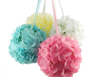 Silk Hydrangea Flower Kissing Balls Centerpiece, 6-Inch