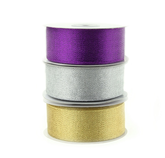 Nylon Taffeta Metallic Ribbon, 1-1/2-inch, 25-yard 