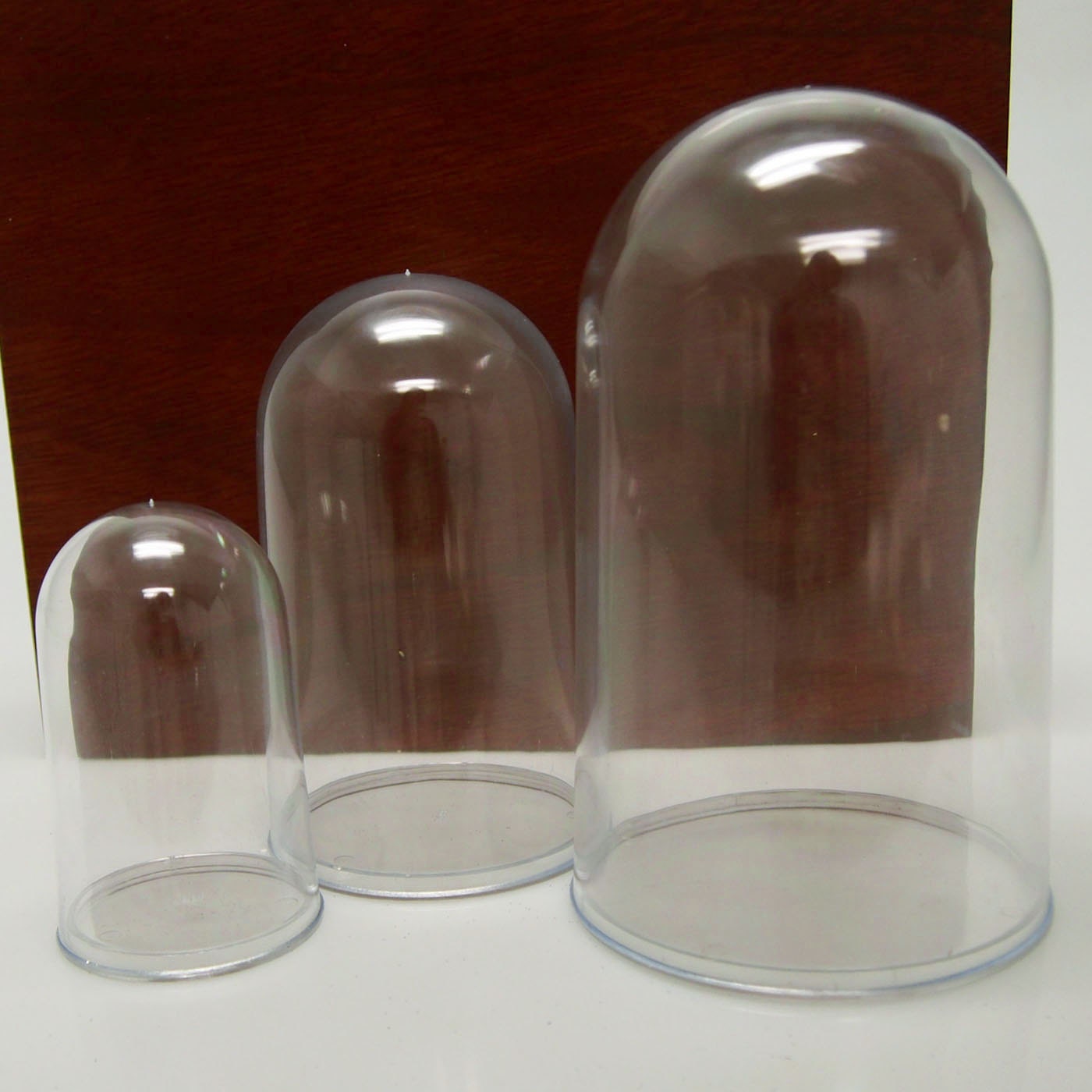 Miniature Display Domes-Thimble-30mm Plastic-40mm Tall Clear Plastic Domes-Pack3