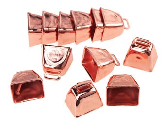 Small Metal Cowbells, Rose Gold, 1-inch, 12-count