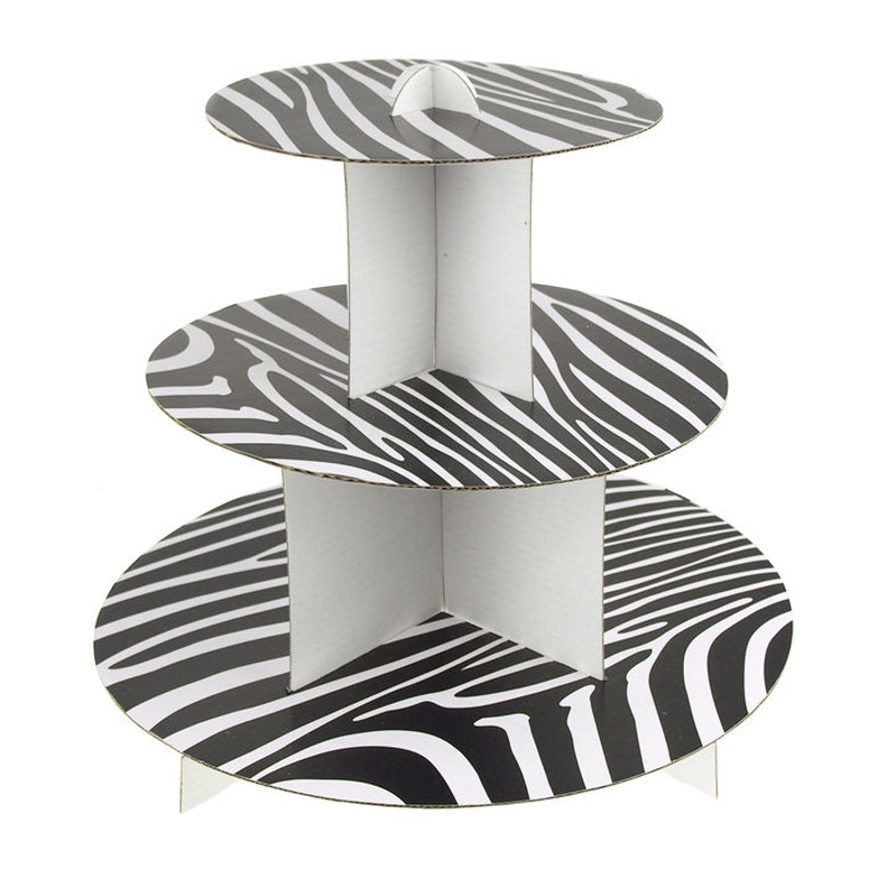 Zebra Print Cardboard Cupcake Holder Stand 3tier 12inch Etsy