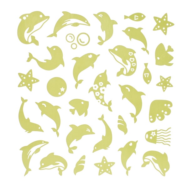 Glow In The Dark Dolphin Stickers, 31-Piece