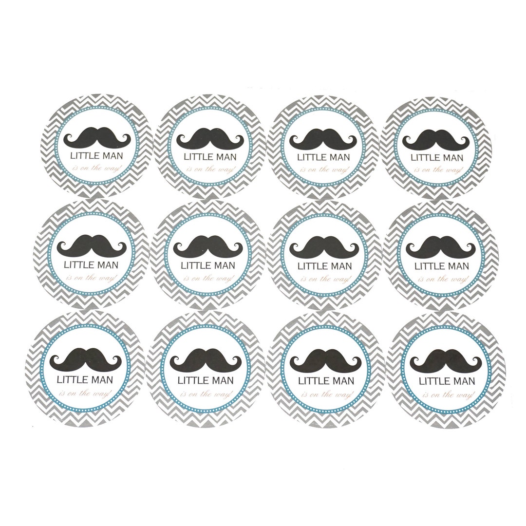 Baby Boy Mustache Seal Paper Stickers, 21/2inch, 12count Etsy