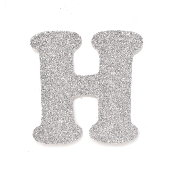 EVA Glitter Foam Letter Cut Out "H", Silver, 4-1/2-Inch, 12-Count