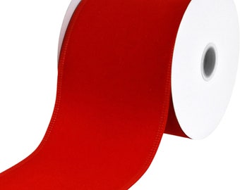 Christmas Velvet Wired Edge Ribbon, 4-inch, 10-yard