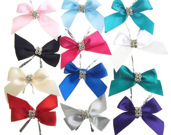 Pre-Tied Satin Bows with Rhinestones Gift Favors