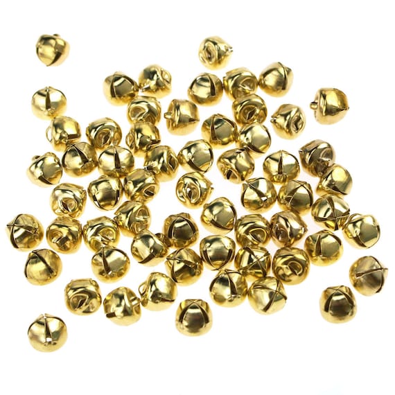 Mini Metal Jingle Bells, Gold, 3/8-inch, 60-piece 