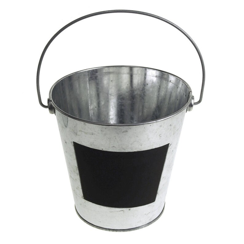 Galvanized Metal Pail Buckets with Chalkboard Label Etsy