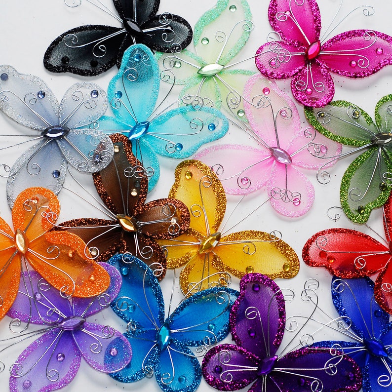 Organza Glitter Butterflies Table Confetti 12Piece Etsy