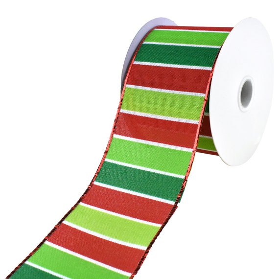 Thick Christmas Stripes Wired Ribbon, 2-1/2-inch, 10-yard 