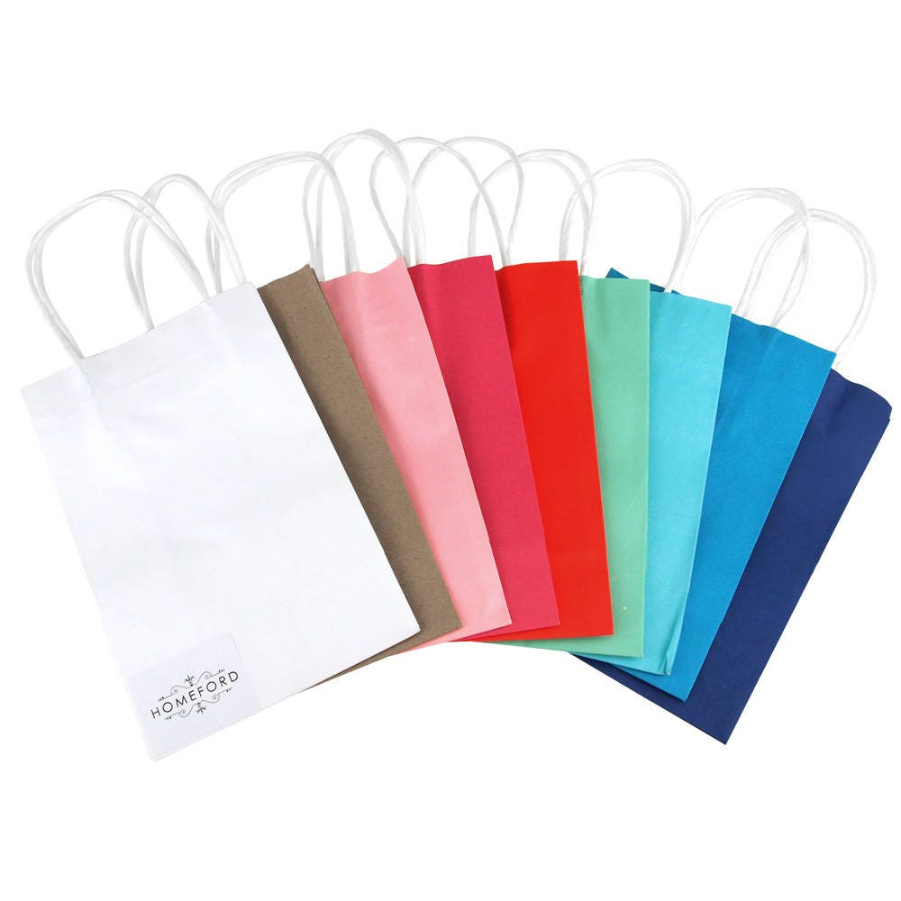 Solid Color Paper Treat Bags White Handle 81/4Inch x Etsy