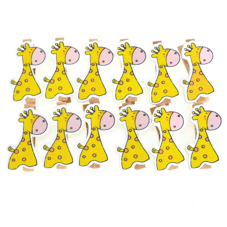 Wooden Giraffe Clothespins Baby Favors 2inch 12piece Etsy